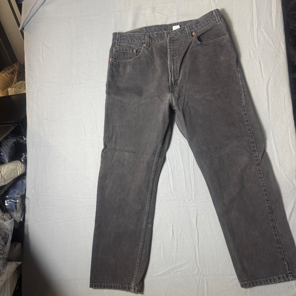 90s VTG‎ Levis 505 Regular Fit Straight Leg Jeans Mens 36x30 Faded Black Denim
